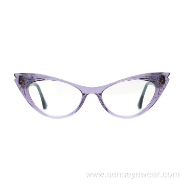 Luxury Women Diamond Cat Eye Acetate Optical Glasses